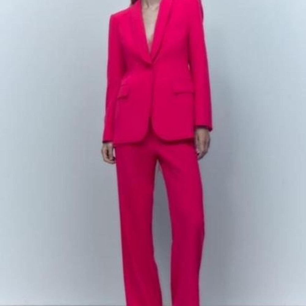 Zara hot pink / fuchsia pant suit! Size XL